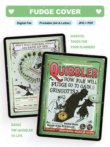 Fudge cover with 'Quibbler' design on a white background