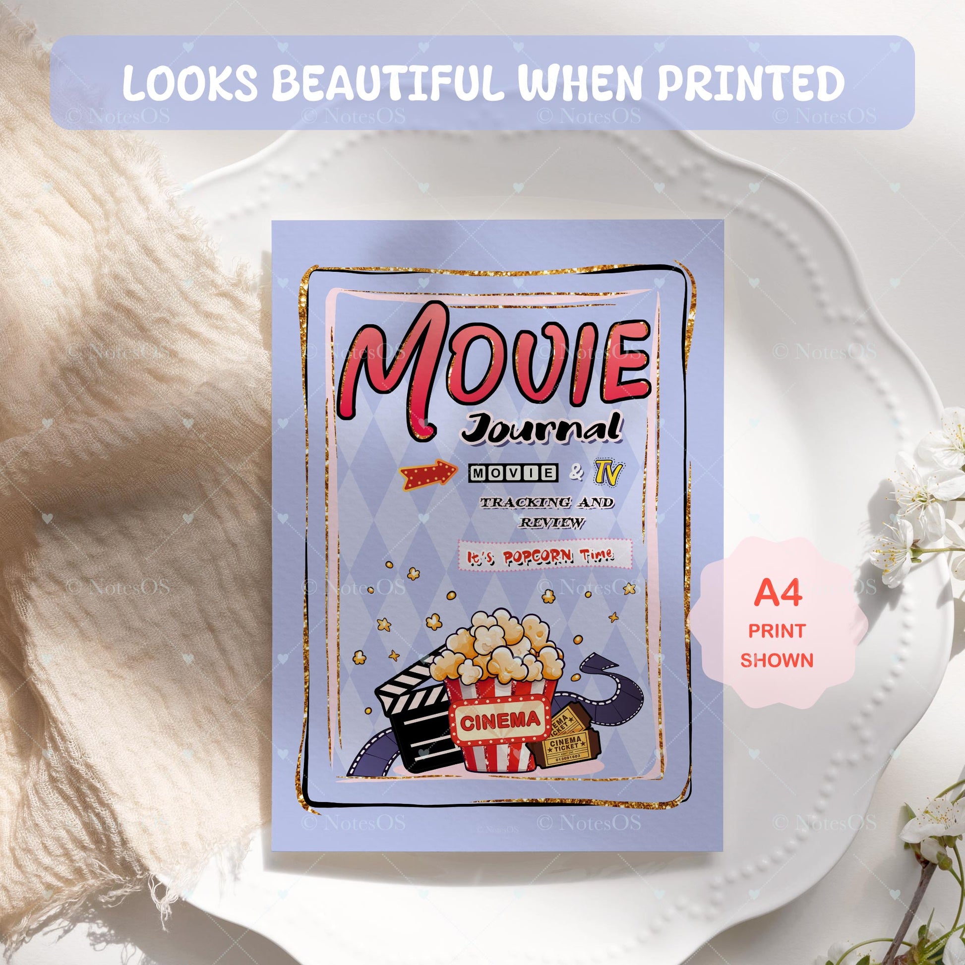 🍿 Movie Journal Cover - Digital & Printable