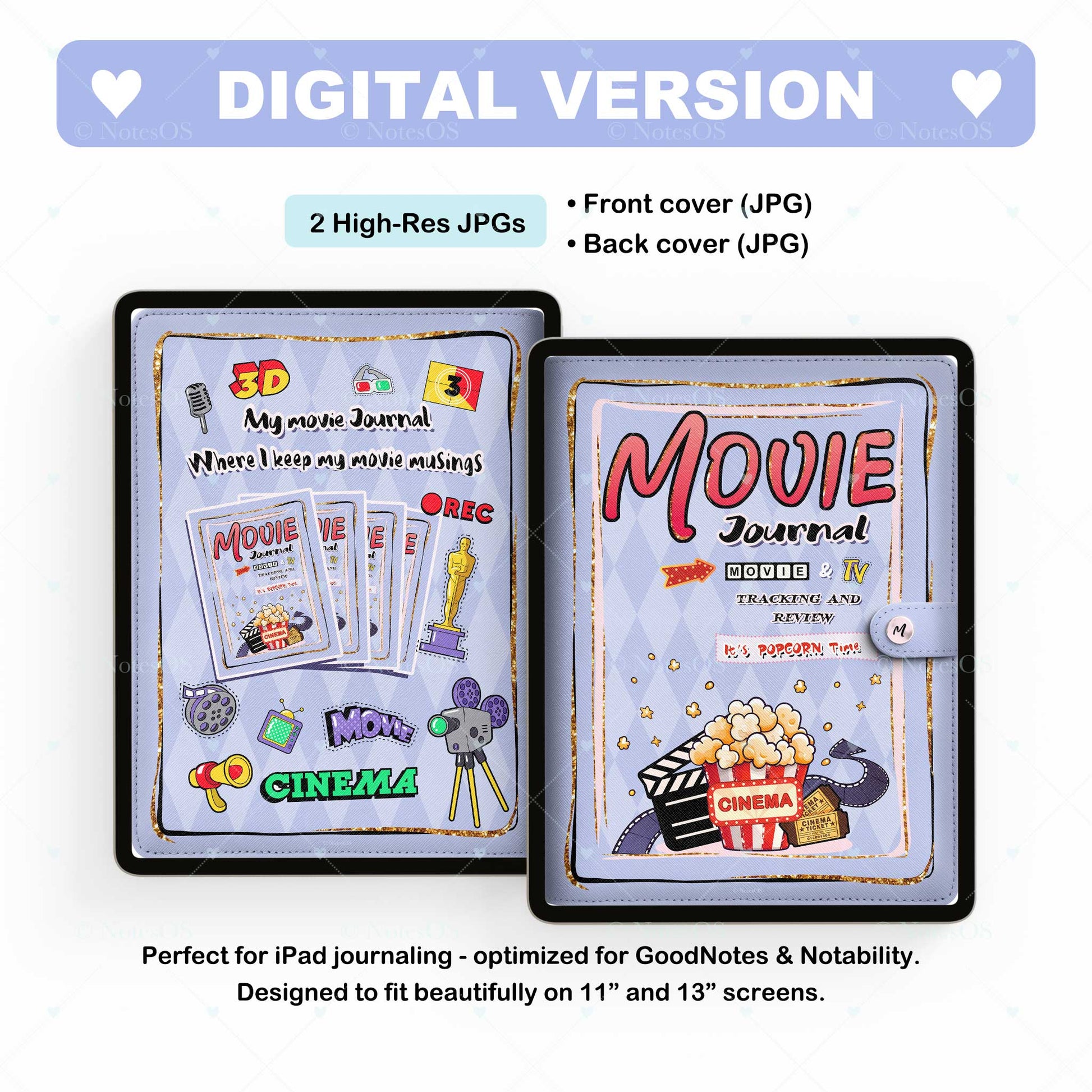 🍿 Movie Journal Cover - Digital & Printable