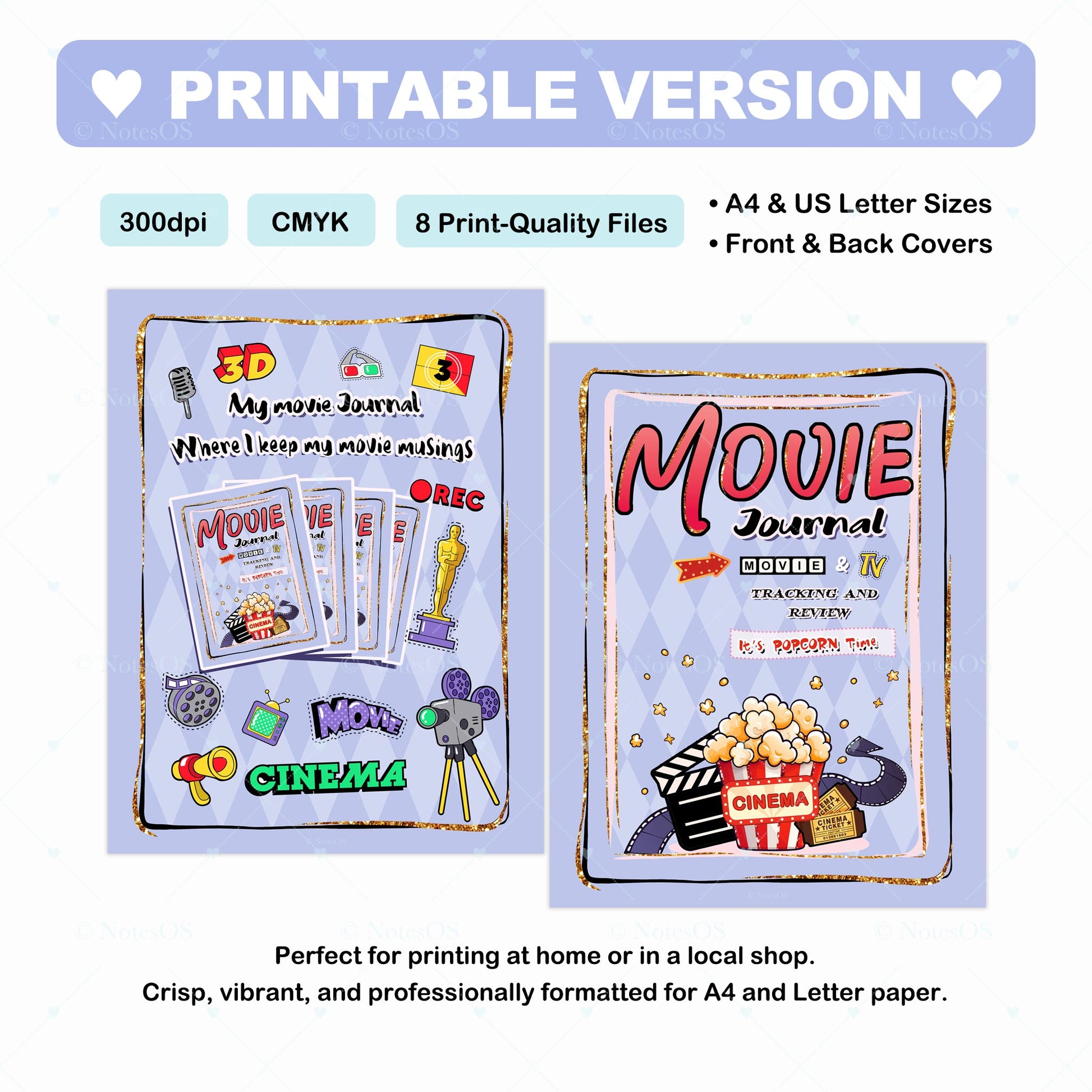 🍿 Movie Journal Cover - Digital & Printable