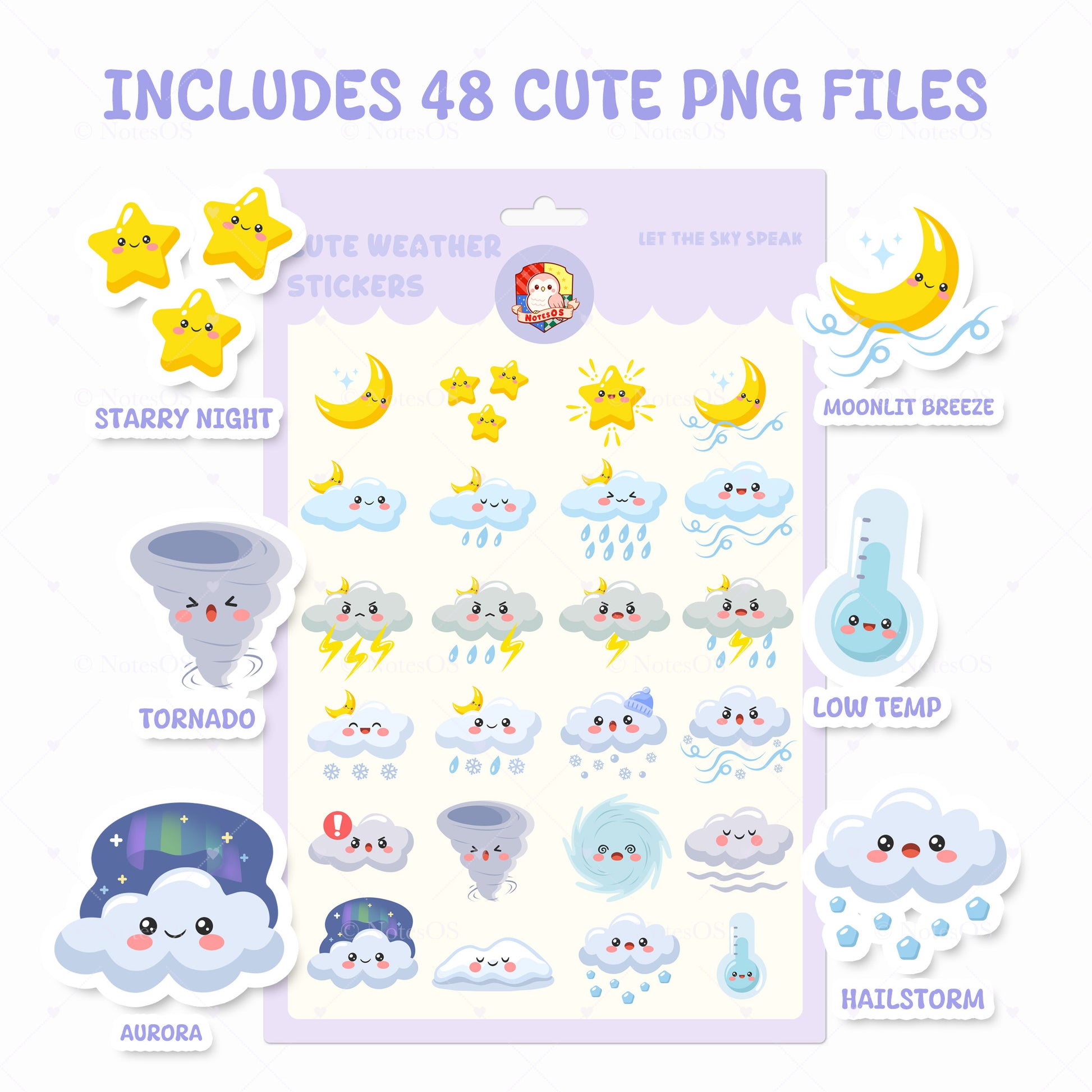 ☔️ Cute Weather Stickers – Digital PNG Pack