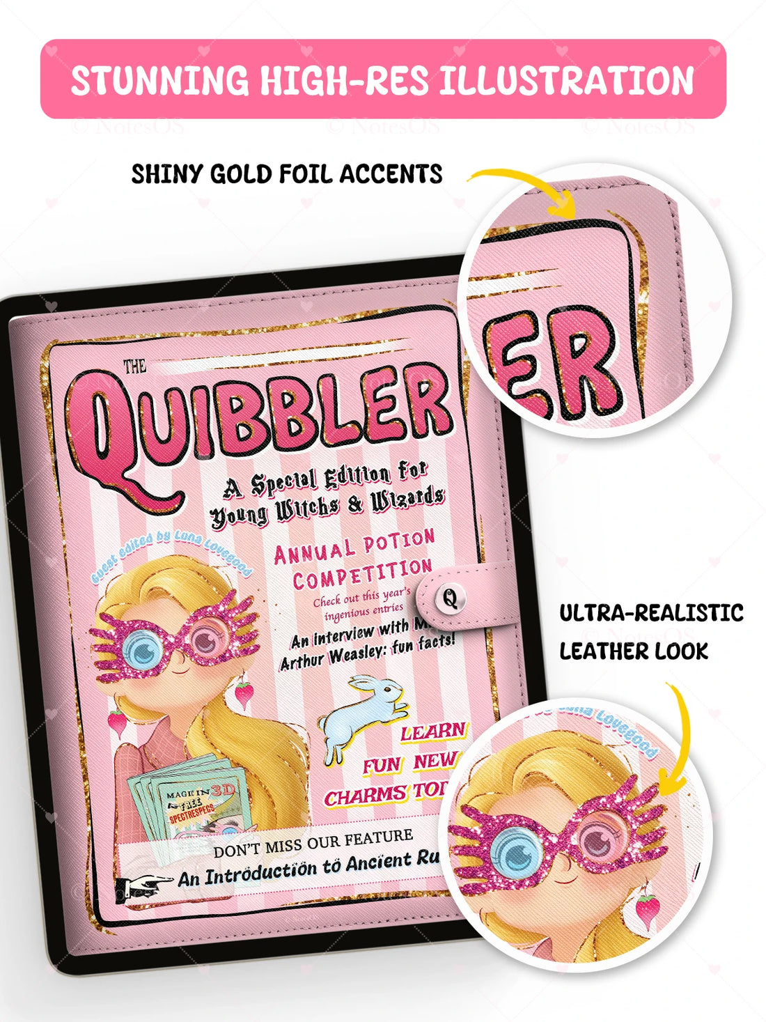 Two 'Quibbler' magazine covers with text on a white background