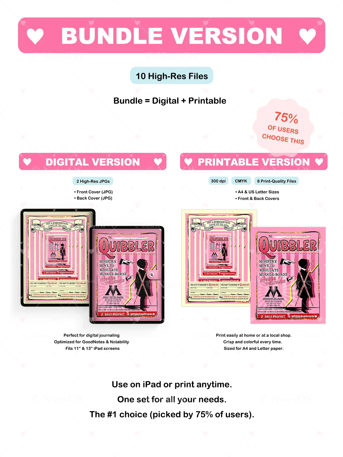 Promotional graphic for a 'Quiddler' bundle with digital and printable versions on a white background.