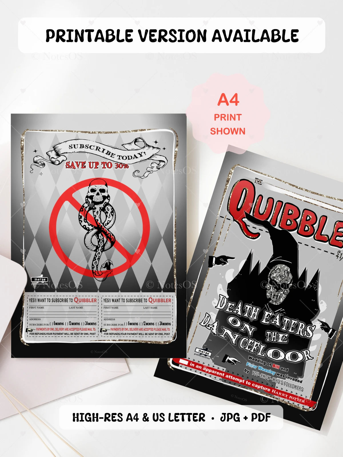 Two posters with text and graphics on a white background, with 'Quibble' branding.