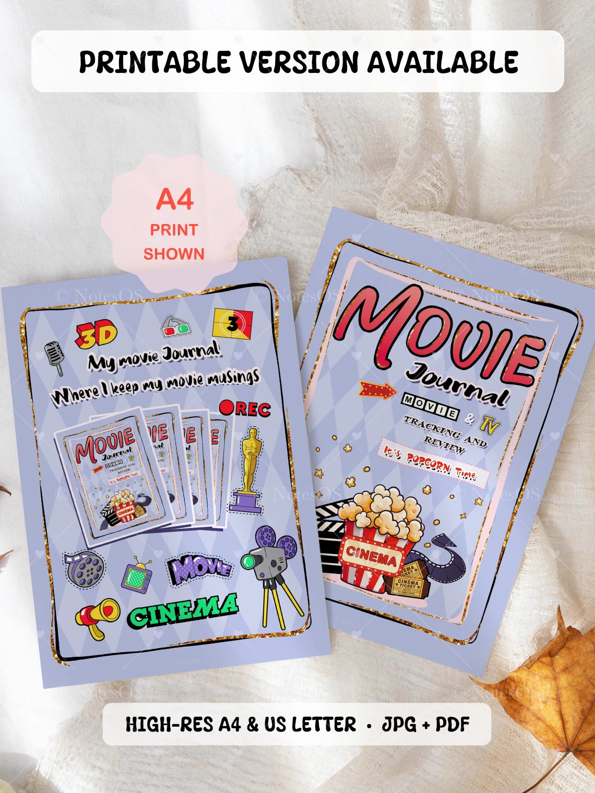 🍿 Movie Journal Cover- Digital & Printable