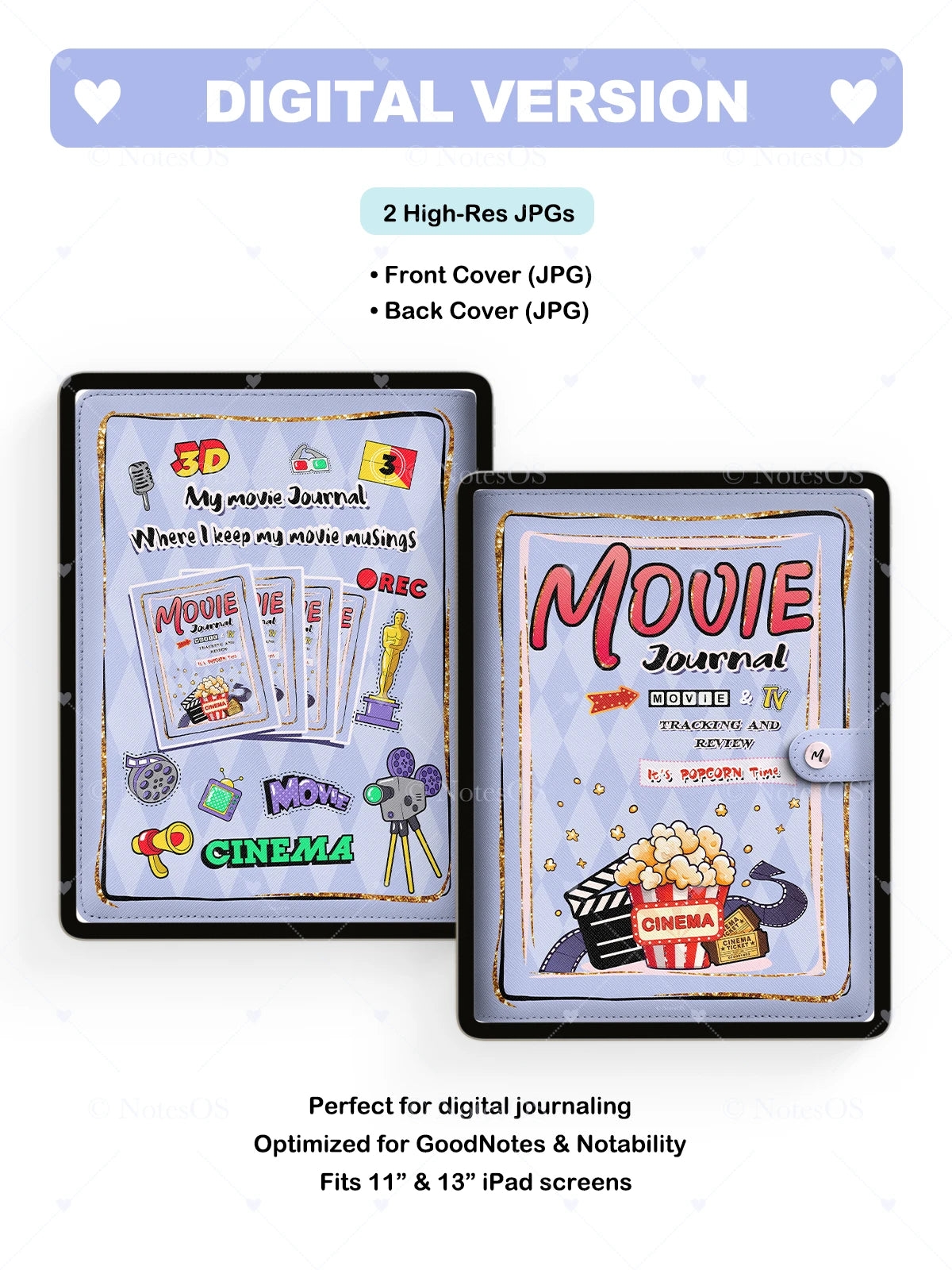 🍿 Movie Journal Cover- Digital & Printable
