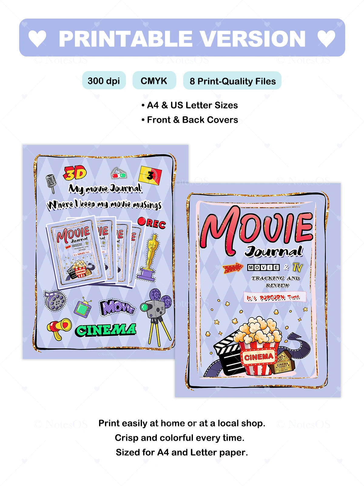 🍿 Movie Journal Cover- Digital & Printable