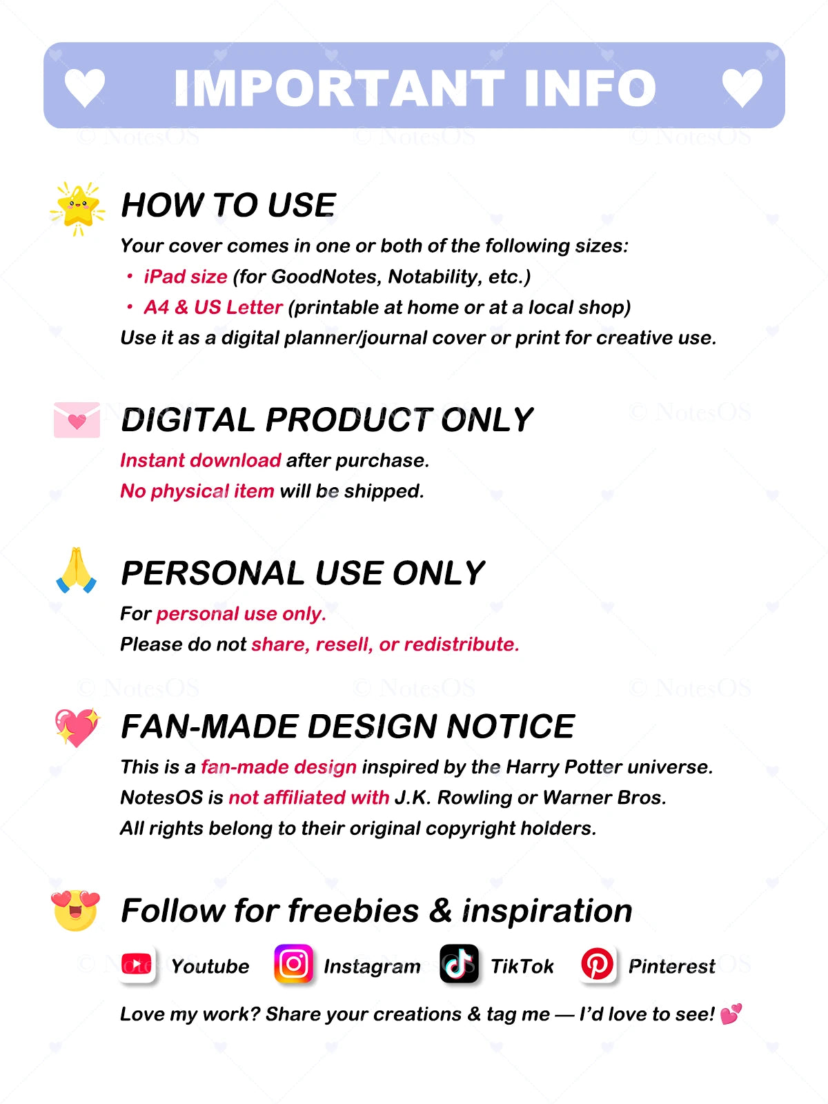 Important information text overlay on a white background