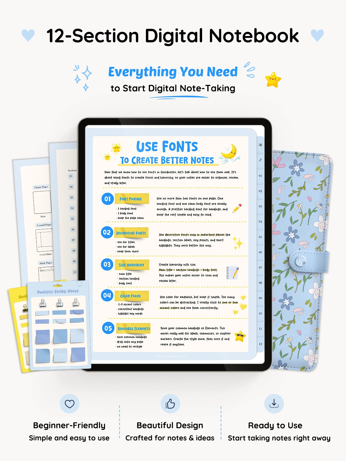 12-Section Digital Notebook — Blue Edition