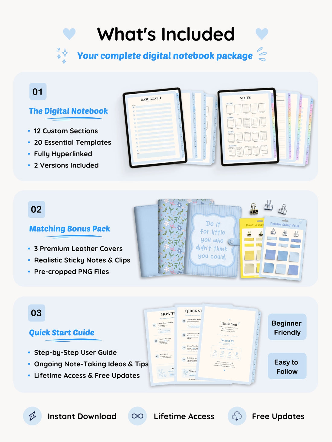 12-Section Digital Notebook — Blue Edition