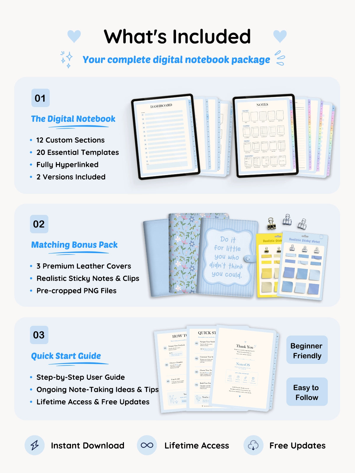 12-Section Digital Notebook — Blue Edition
