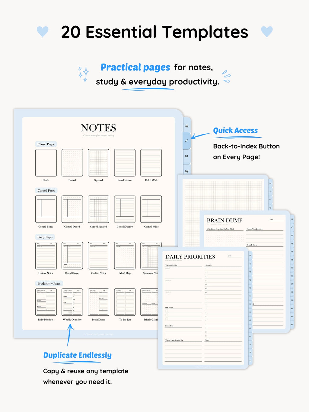 12-Section Digital Notebook — Blue Edition