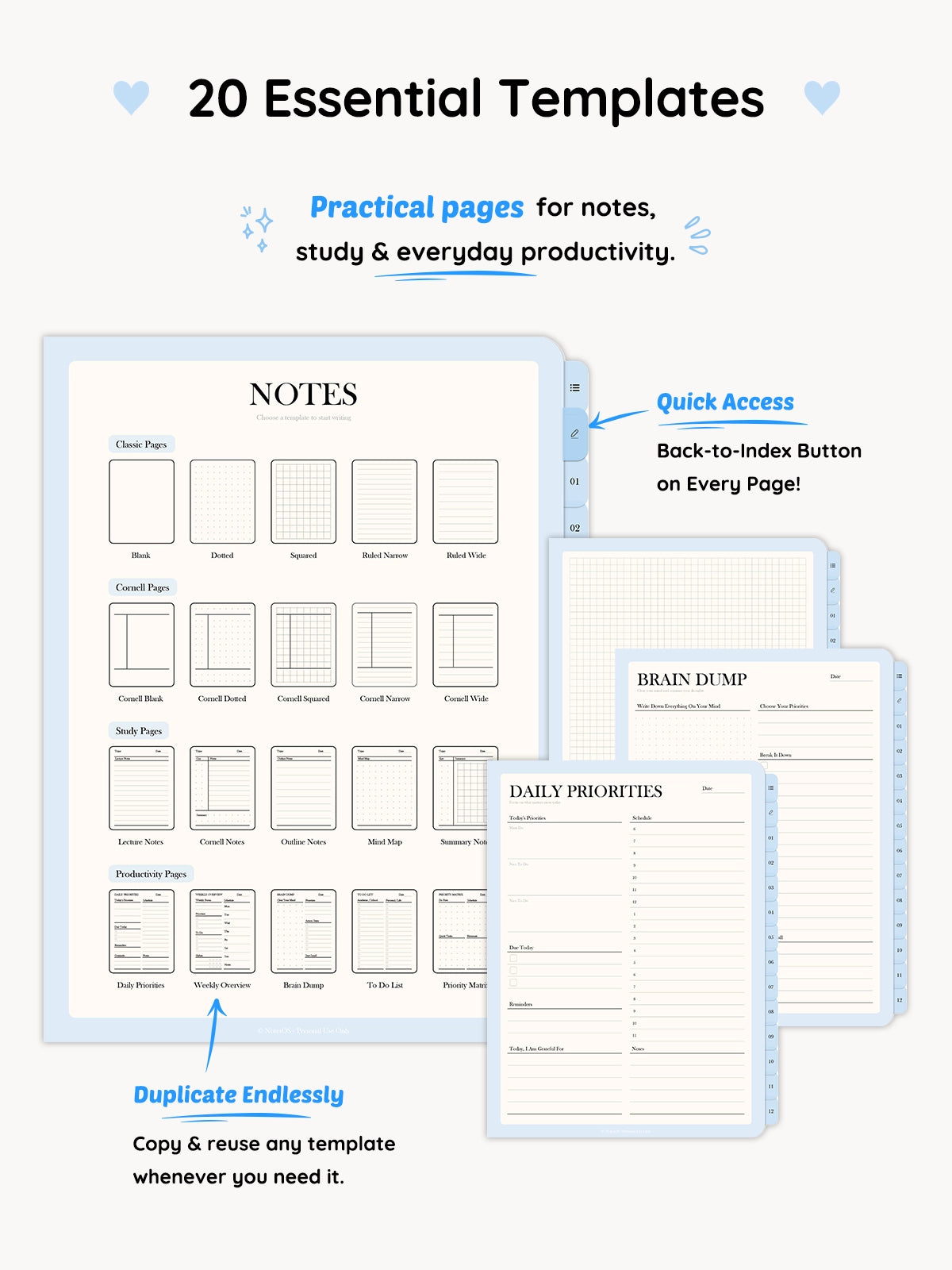 12-Section Digital Notebook — Blue Edition