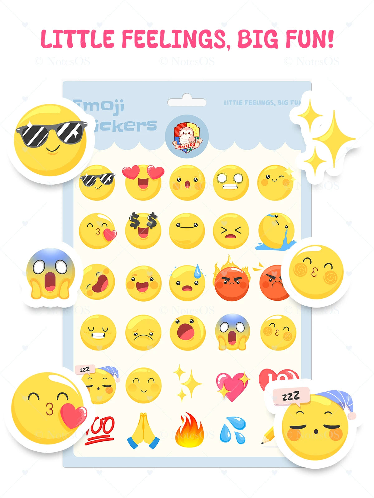 💛 Kawaii Emoji Stickers – Digital PNG Pack