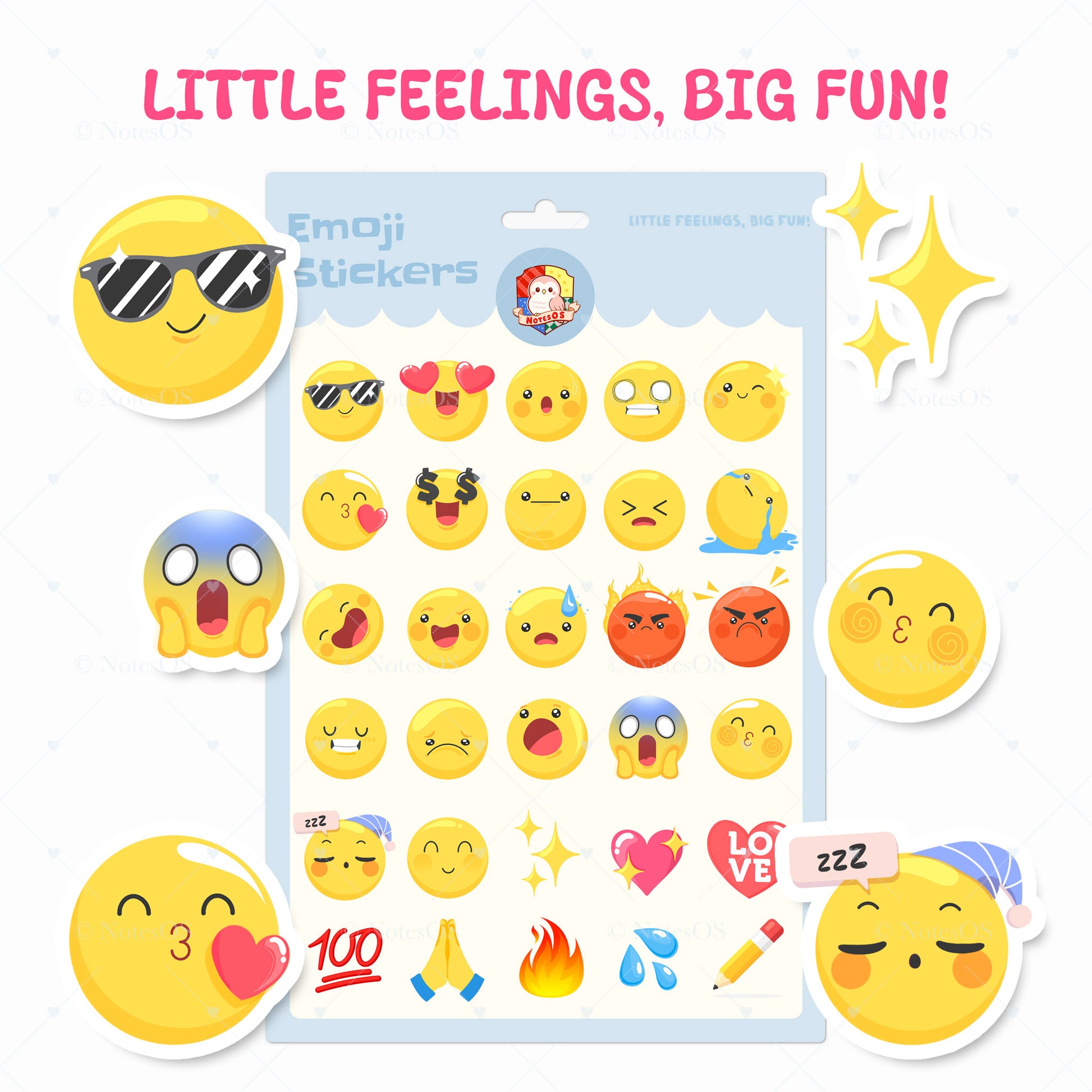💛 Kawaii Emoji Stickers – Digital PNG Pack