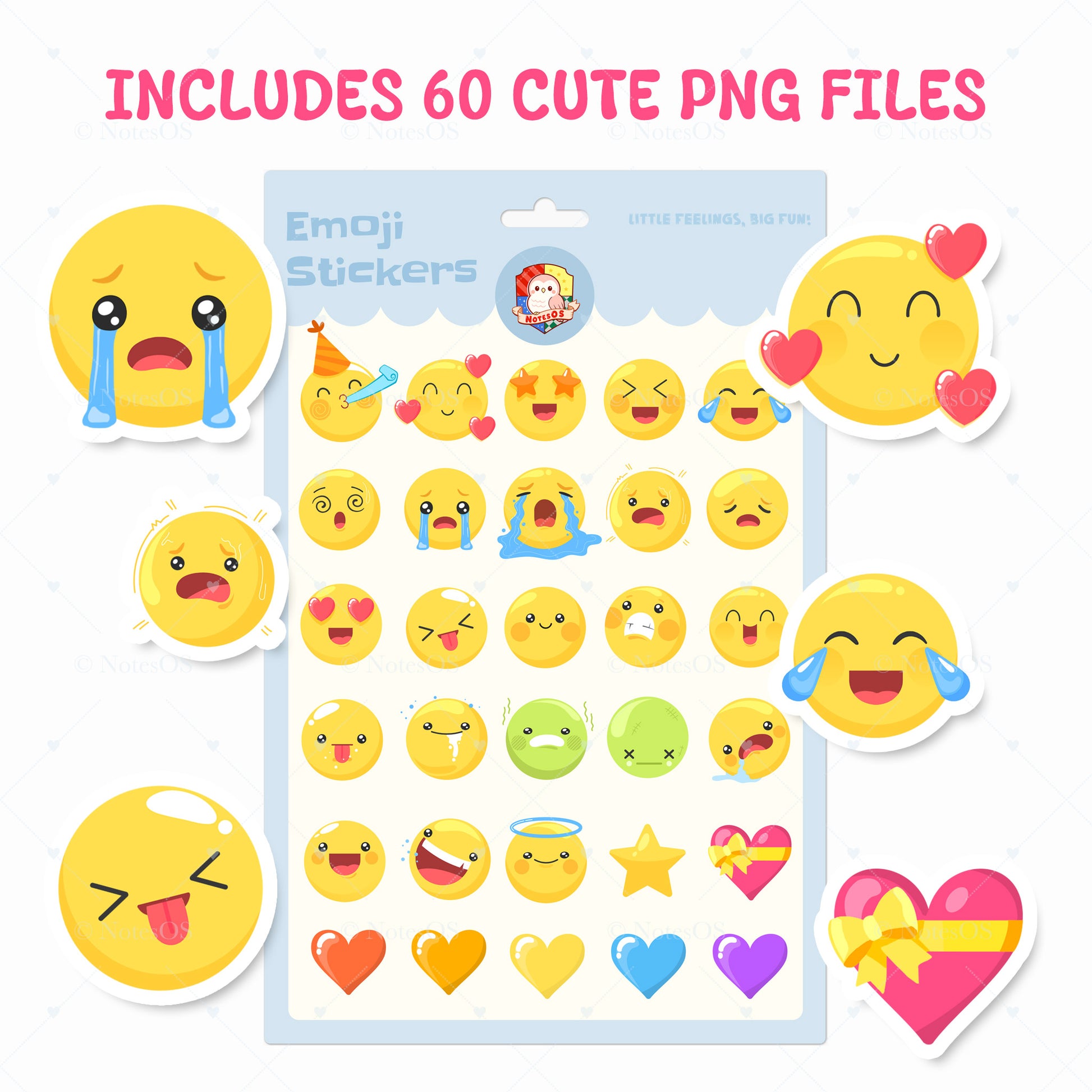 💛 Kawaii Emoji Stickers – Digital PNG Pack