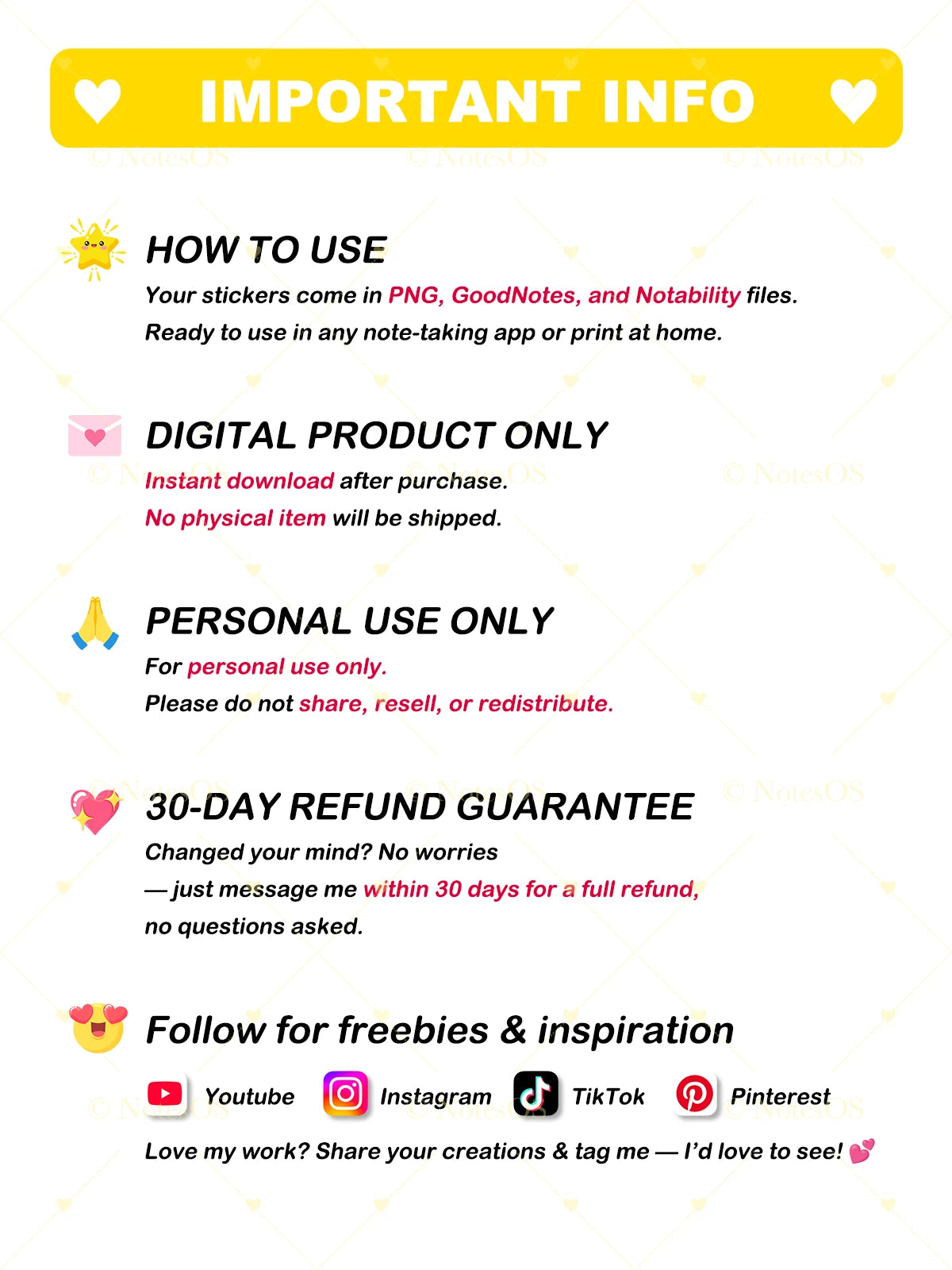 🌟 Star Rating Stickers – Digital PNG Pack