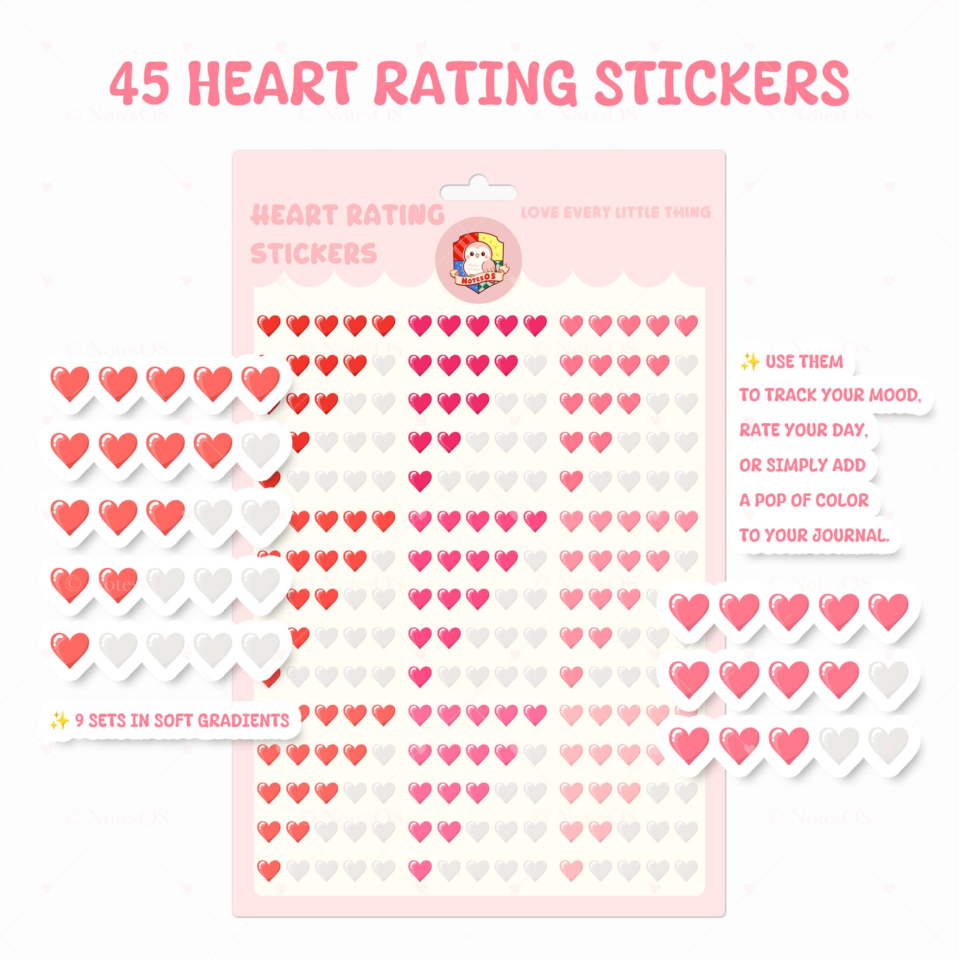 💖 Cute Heart Stickers – Digital PNG Pack