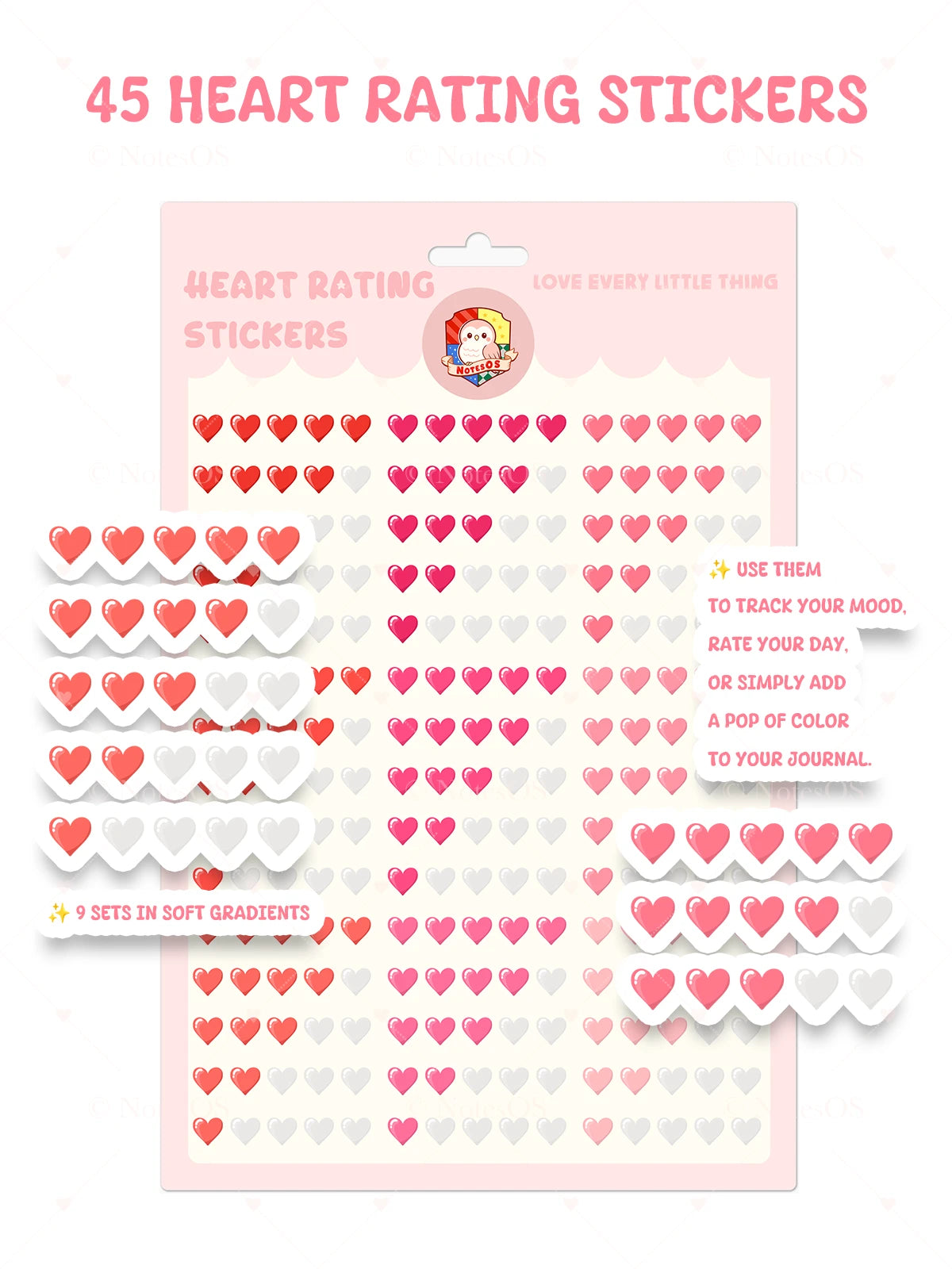 💖 Cute Heart Stickers – Digital PNG Pack