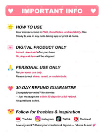 Important information text overlay on a white background with pink accents