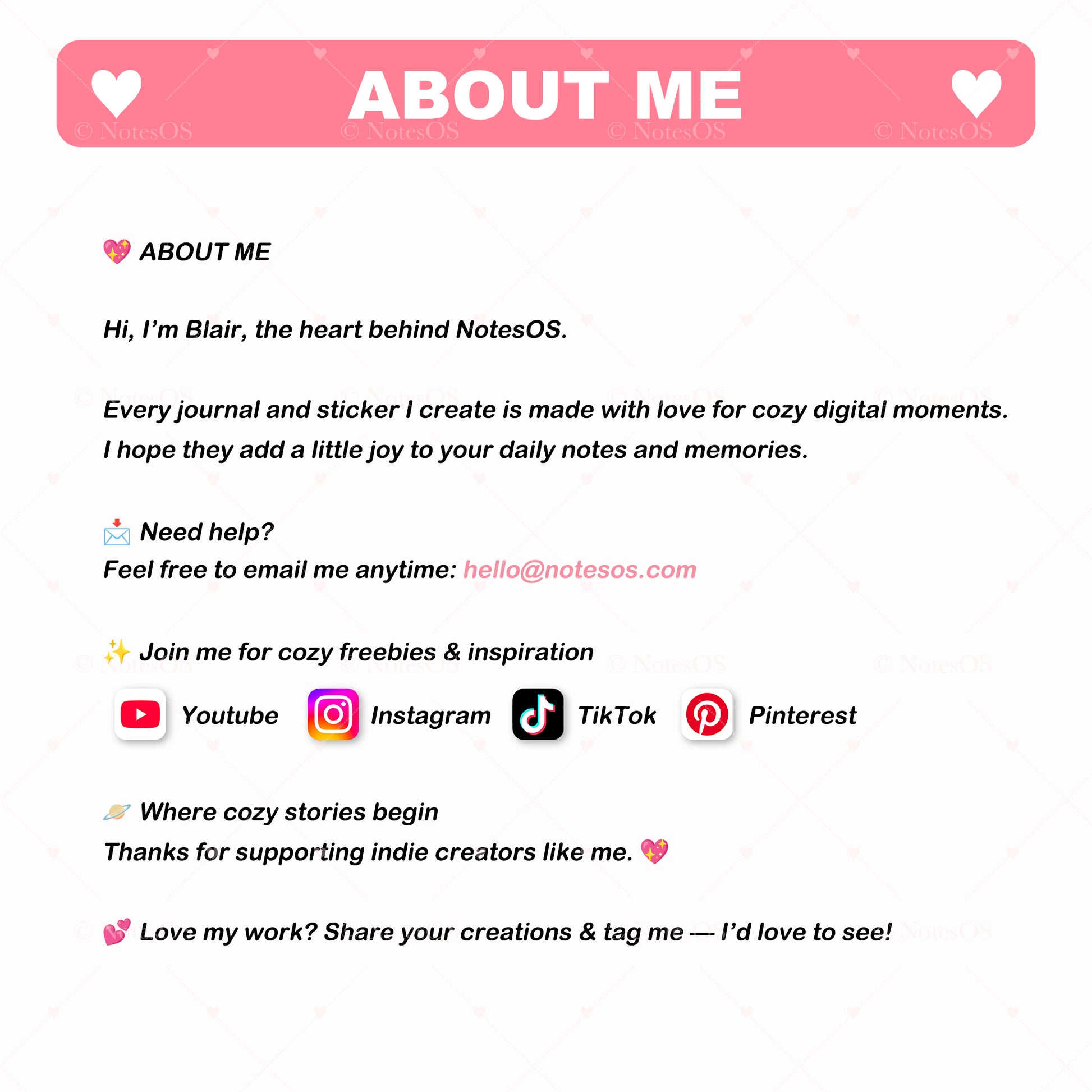 💖 Cute Heart Stickers – Digital PNG Pack