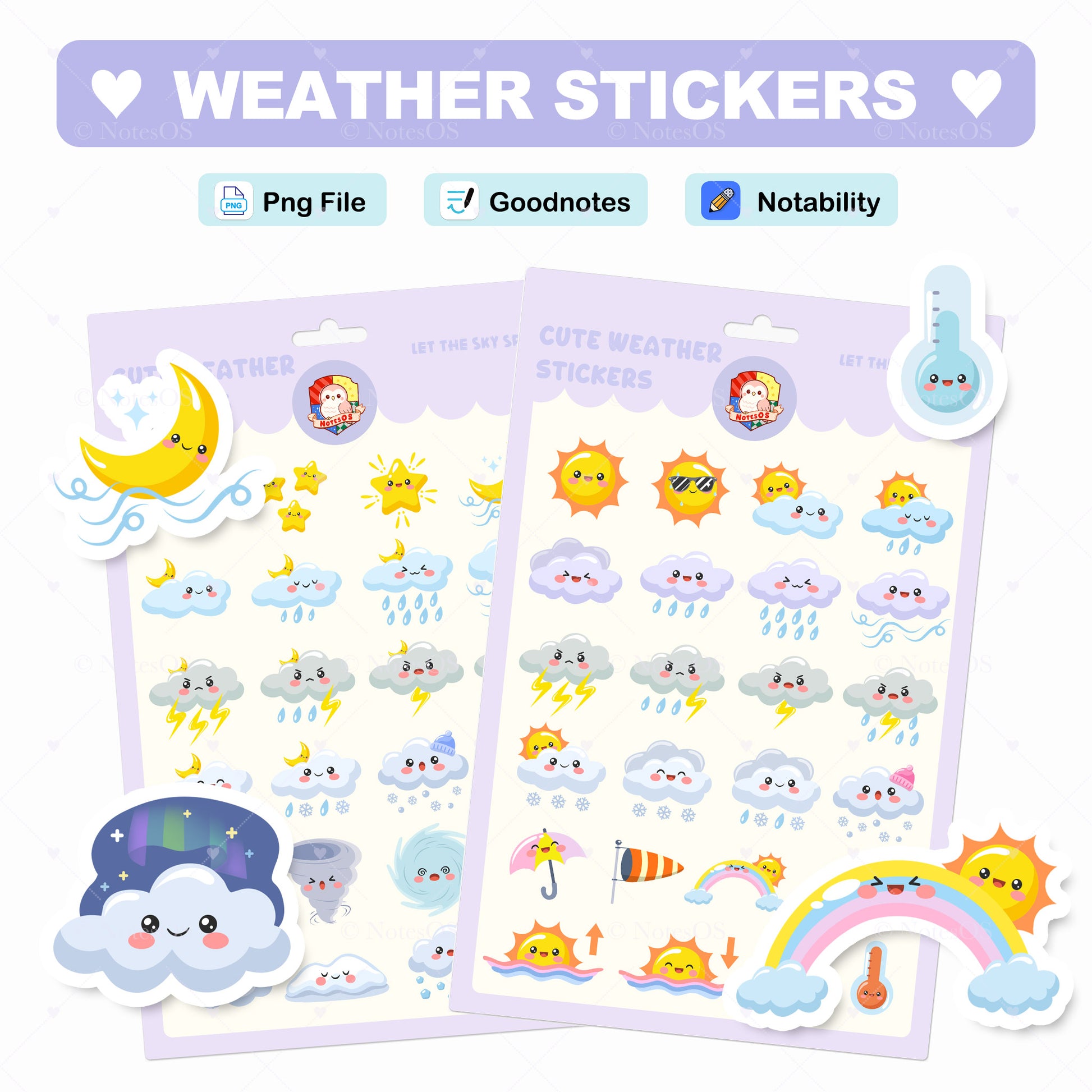 ☔️ Cute Weather Stickers – Digital PNG Pack