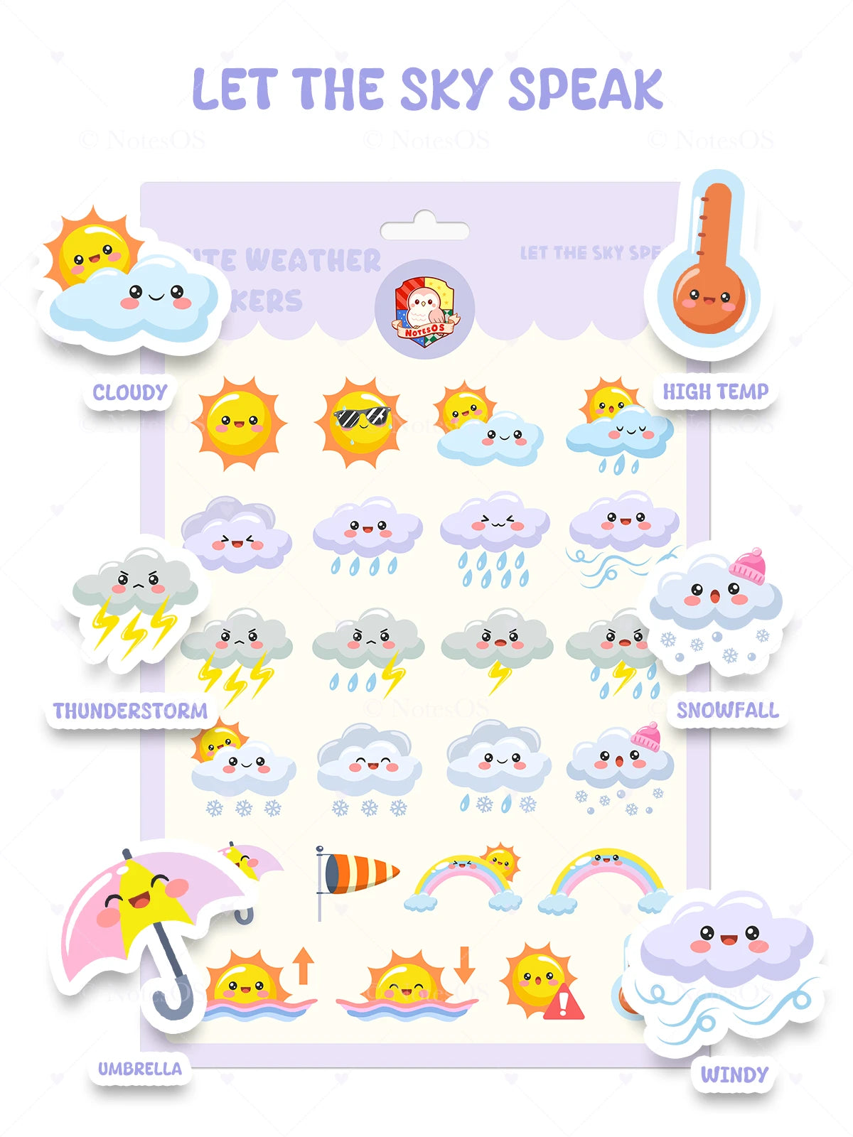 ☔ Cute Weather Stickers – Digital PNG Pack
